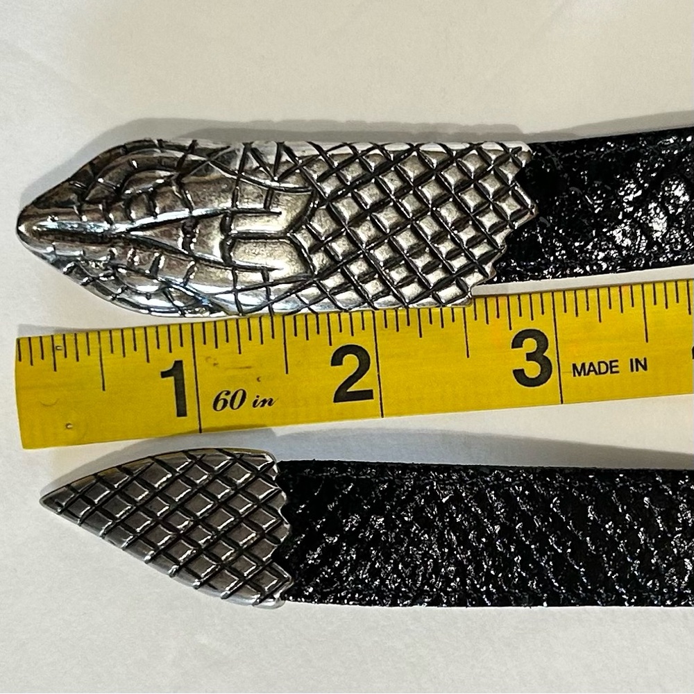 Avignon RARE Vintage Snake Belt Black Leather Silver Made in France M/L - Picture 8 of 13